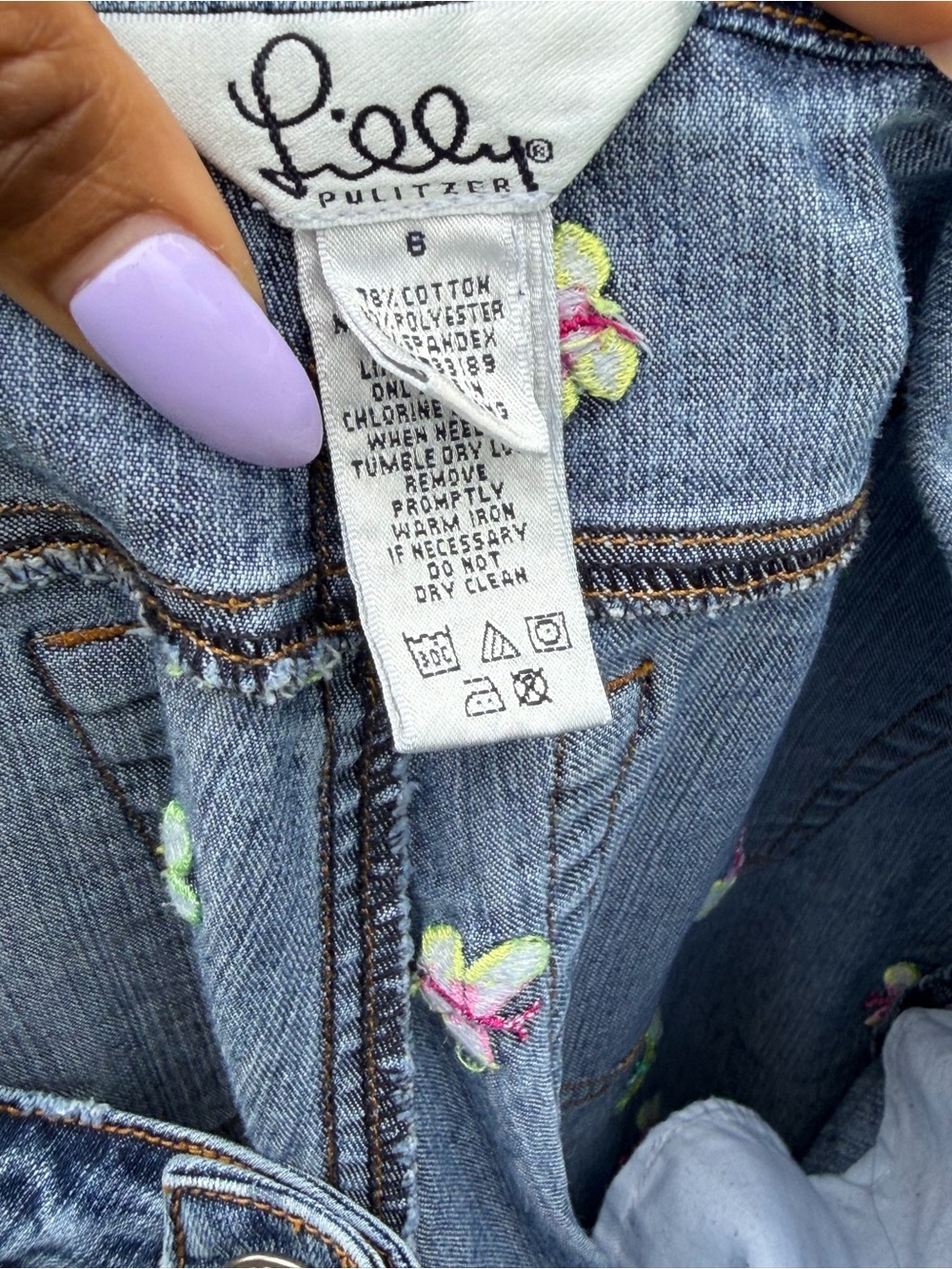 Lilly Pulitzer Light Blue Straight-Leg Jeans with Butterfly Embroidered Accents - Picture 11 of 13